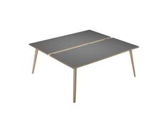 Bureau Bench LEONARDO - L180 x H74 x P168 - Pieds bois - Anthracite chants chêne