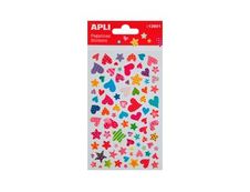 Apli - 1 feuille gommettes cœurs et étoiles