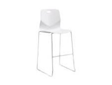 Tabouret TECSUP - Empilable - coque en polypropylène blanc - pieds chromés fenêtre