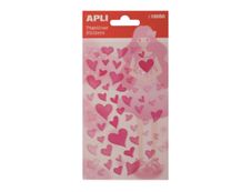 APLI kids - Stickers adhésifs - 56 pièces - cœurs roses et paillettes