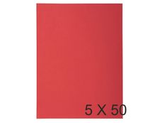 Exacompta Super 210 - 5 Paquets de 50 Chemises 2 rabats - 210 gr - rouge