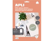 Apli - 10 Étiquettes brillantes qualité photo - A4 - coins droits