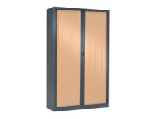 Armoire haute monobloc à rideaux GENERIC - 198 x 120 x 43 cm - anthracite/imitation hêtre