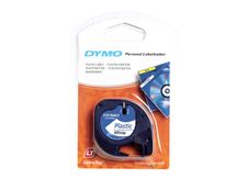 Dymo LetraTAG - Ruban d'étiquettes plastique auto-adhésives - 1 rouleau (12 mm x 4 m) - fond blanc écriture noire