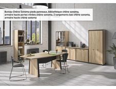 Bureau MAMBO - 140 cm - Pieds panneaux - Chêne Sonoma/noir