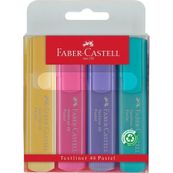 Faber-Castell Textliner 1546 - Pack de 4 surligneurs fluorescents - Couleurs pastels assorties
