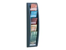 Présentoir mural Quick Fit pour documents 1/3 A4 - 5 compartiments - noir/transparent