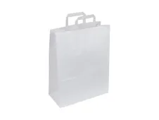 50 Sacs cadeau kraft - poignées plates - 32 cm x 17 cm x 39 cm - blanc