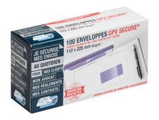GPV Secure - 100 Enveloppes DL+ 112 x 225 mm - 90 gr - fenêtre 45x100 mm - blanc - autocollante