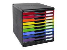 Exacompta Modulo - Module de classement 10 tiroirs - noir/arlequin brillant
