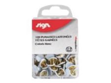 Sign - 100 Punaises à tête capsulée - 9 mm - blanc