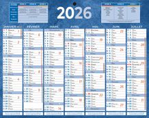 Bouchut 215 - Calendrier bancaire 7 mois par face - 21 x 26,5 cm - bleu