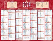 Bouchut 222 - Calendrier bancaire 7 mois par face - 32 x 42 cm - rouge