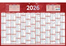 Calendrier bancaire année civile BOUCHUT "228 Rouge" 43 x 65 cm coloris rouge 70 %