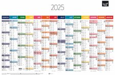 Quo Vadis Arc en Ciel - Calendrier horizontal 12 mois sur 1 face - 43 x 65 cm