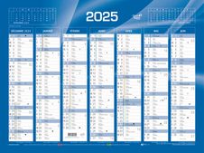 Quo Vadis - Calendrier bancaire 7 mois par face - 40,5 x 55 cm - bleu