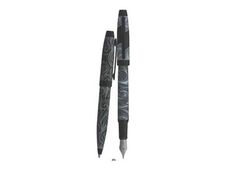 Enzo Varini Mini Taormina Carena - Parure de stylo à bille et stylo plume - acier noir motif blanc