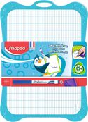 Maped - Kit ardoise blanche avec des motifs grille bleue - avec feutre et effaceur  - grands carreaux (seyes) - cadre bleu