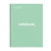 Notebook Emotions, couverture rigide, A4, quadrillage 5x5 mm, 80 feuilles de 1 couleur,Miquelrius, Menthe.