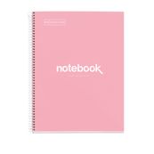 Notebook Emotions, couverture rigide, A4, quadrillage 5x5 mm, 80 feuilles de 1 couleur,Miquelrius, Rose.