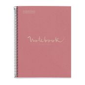 Notebook carton recyclé, A4 quadrillage 5x5 mm, 80 feuilles de 1 couleur, gamme ECO EMOTIONS, Miquelrius, Rose.