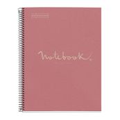 Notebook carton recyclé, A4 quadrillage 5x5 mm, 80 feuilles de 1 couleur, gamme ECO EMOTIONS, Miquelrius, Rose.