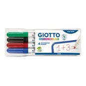 GIOTTO ROBERCOLOR - Pack de 4 marqueurs effaçables - couleurs assorties - pointe fine