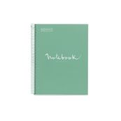 Notebook Emotions, couverture rigide, A4, quadrillage 5x5 mm, 80 feuilles de 1 couleur,Miquelrius, Menthe.