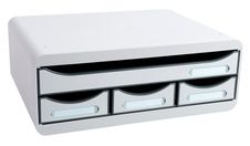 Exacompta Toolbox Mini - Module de classement à l'italienne 4 tiroirs - gris lumière