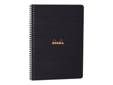 RhodiActive - Cahier à spirale A4+ (22,5 x 29,7 cm) - 160 pages - petits carreaux (5x5 mm) - noir