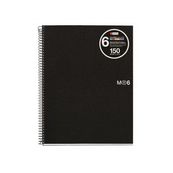 Miquelrius The Original - Cahier de notes - reliure à spirale - A4 - 150 feuilles / 300 pages - petits carreaux - 4 trous - noir - polypropylène (PP)