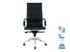 Fauteuil de bureau WARREN - accoudoirs fixes - cuir noir