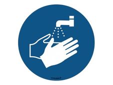 Take Care by CEP - Sticker de signalisation mural : lavage des mains obligatoire - 30 cm de diamètre
