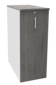 Caisson TOWER - L44 x H114 x P80 cm - 3 tablettes + 1 support DS réglable - structure blanc perle - dessus et façade imitation chêne gris