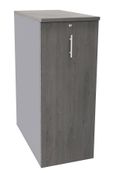 Caisson TOWER - L44 x H114 x P80 cm - 3 tablettes + 1 support DS réglable - structure alu - dessus et façade imitation chêne gris