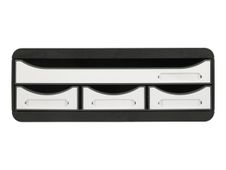 Exacompta Toolbox Mini Glossy - Module de classement à l'horizontale 4 tiroirs - A4+ - noir/blanc brillant