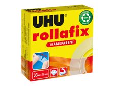 UHU rollafix - 12 Rubans adhésifs transparents - 19 mm x 33 m