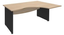 Bureau compact à droite DUAL - L160 cm - Pieds Anthracite - plateau imitation Chêne clair (Pieds de renfort ou caisson bout de bureau obligatoire à rajouter - non inclus)