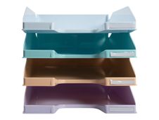 Exacompta Combo Midi - 4 Corbeilles à courrier - couleurs pastels glossy