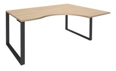 Bureau compact LOFTER - L180 cm - Retour à droite - Plateau imitation chêne clair - pied Carbone - (pied de renfort obligatoire à rajouter - non inclus)