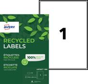 Avery - 100 Étiquettes adresse recyclées blanches - 199,6 x 289,1 mm - Impression laser - réf LR7167-100