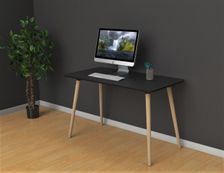 Bureau home office HOPM - 114 x 60 cm - pied hêtre et plateau noir