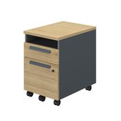 Caisson mobile ARCADE - Profondeur 60 cm - 2 tiroirs/1 niche - chêne/anthracite