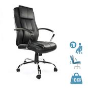Fauteuil de bureau MILO - accoudoirs fixes - appui-tête intégré - noir