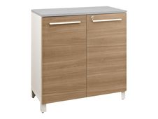 Rangement bas SUNDAY - L80 x H79 x P42 - 2 portes - finition chêne (top surmeuble non compris)