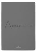 Agenda Bora 16 mois - 1 semaine sur 2 pages - 15,5 x 21,5 cm - gris lisse - Oberthur
