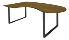 Bureau LOFTER Manager arrondi - retour à gauche - L200 cm - Plateau imitation noyer - Pied carbone (Pied de renfort obligatoire à rajouter - non inclus)
