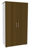 Armoire haute EXPRIM/LOFTER/LEVEL - H180 x L80 x P47 - 2 portes - Corps Blanc perle - Dessus et portes imitation noyer