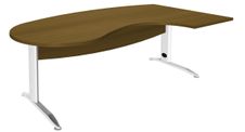 Bureau compact manager retour à droite IDRA - 200 cm - Pied blanc - noyer (Pied de renfort obligatoire à rajouter - non inclus)