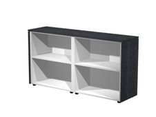 Armoire basse double Flora - L162,8xP43xH81,4 cm - 2 étagères - frêne noir